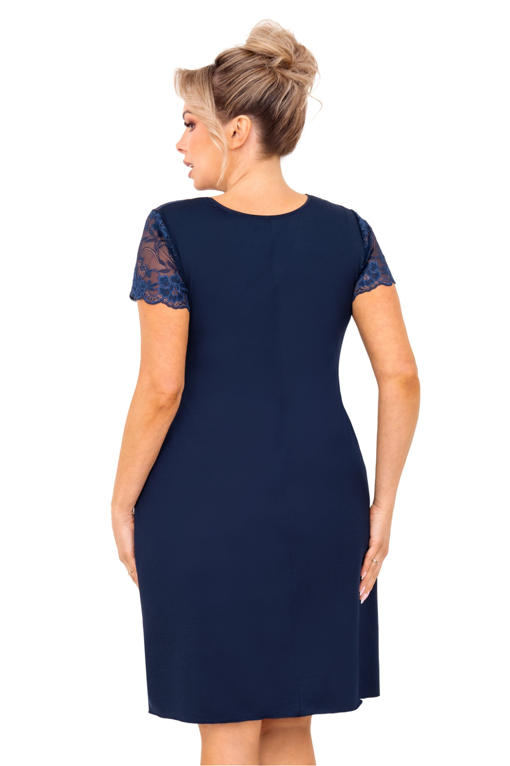 Koszulka nocna Koszula Nocna Model Livia Plus Size Dark Blue - Donna - obrazek 2