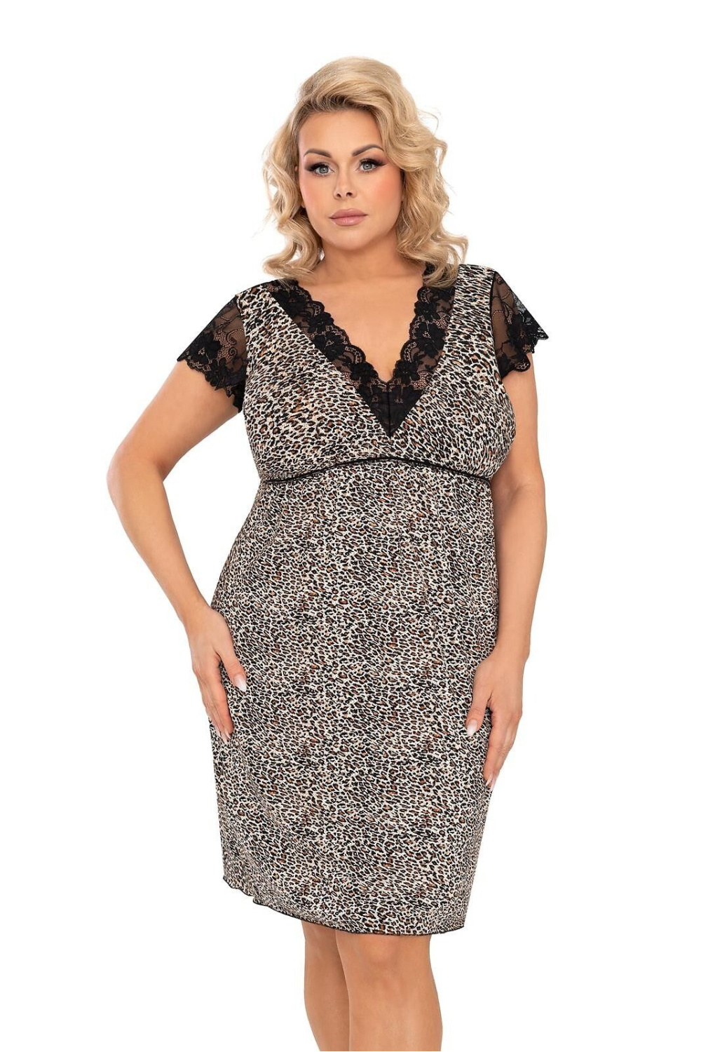 Koszulka nocna Koszula Nocna Model Omari Plus Size Beige - Donna