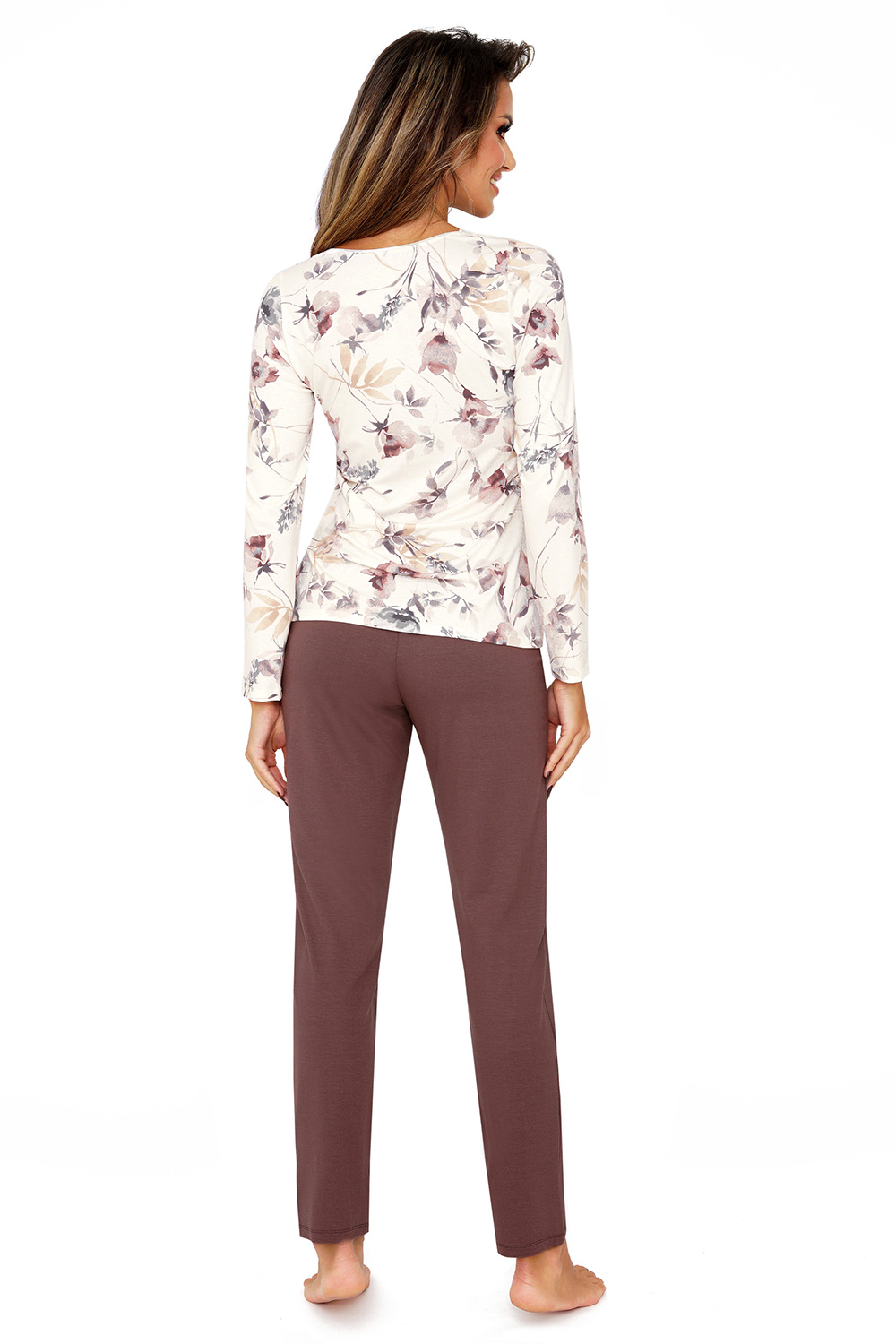 Piżama Damska Model Belinda Long Ecru - Donna - obrazek 2