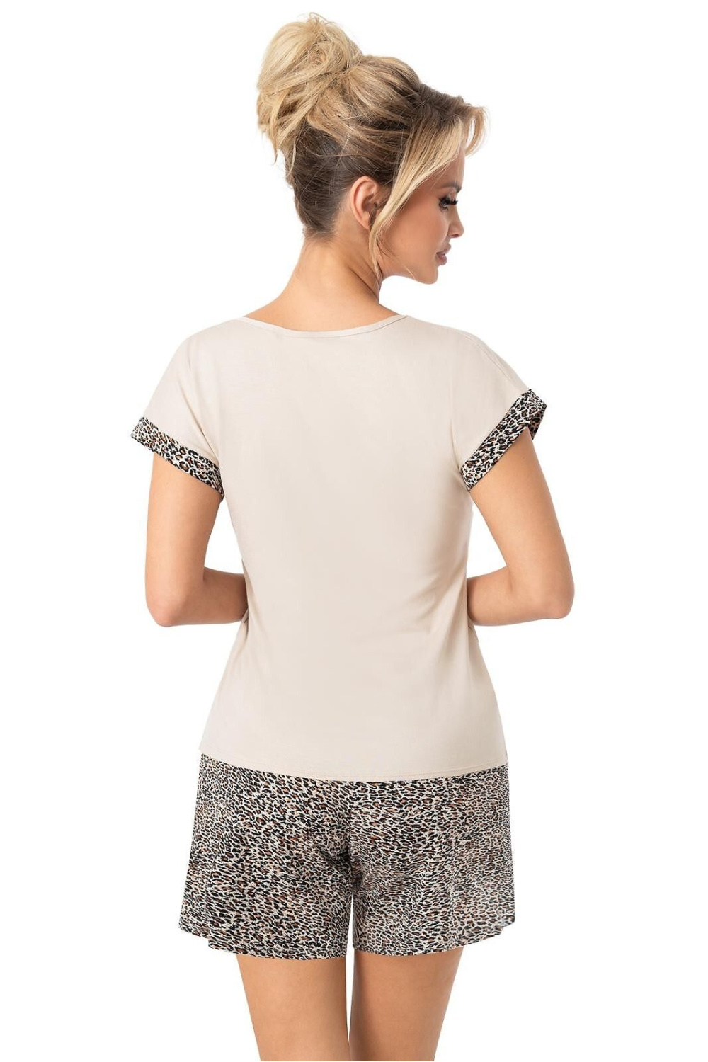Piżama Damska Model Omari Short Beige - Donna - obrazek 2