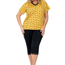 Piżama Damska Model Queen 3/4 Plus Size Musztard – Donna
