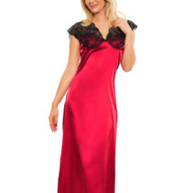 Koszulka nocna Halka Model Mactan satyna Bordo – Kalimo