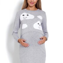 Koszulka nocna Koszula Nocna Ciążowa Model 1682 Grey – PeeKaBoo
