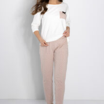 Piżama Damska Model Eliza Ecru/Powder Pink – Momenti Per Me