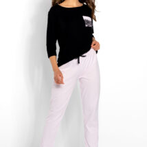 Piżama Damska Model Ashley Black/Pink – Momenti Per Me