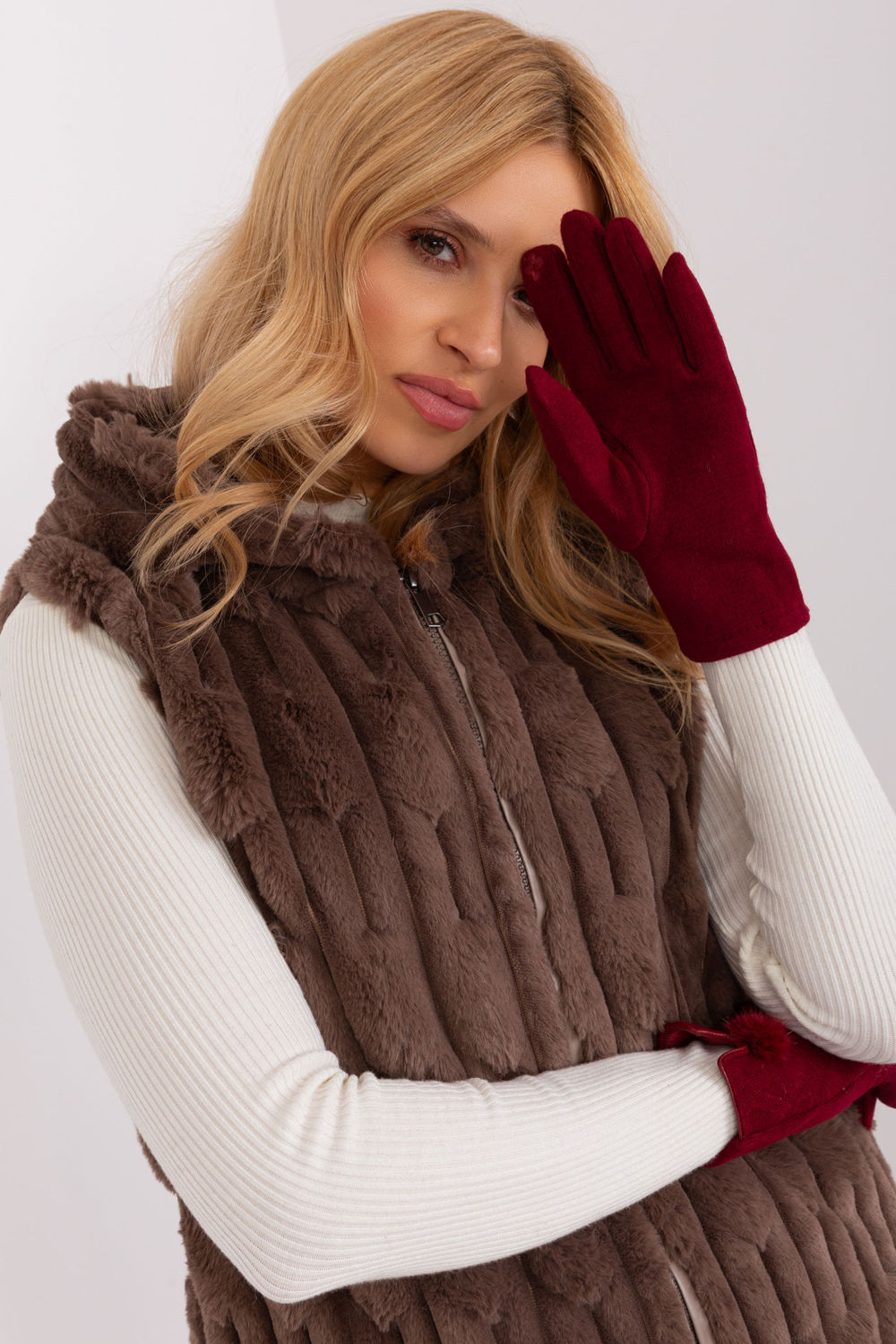 Rękawiczki Model AT-RK-239506.98 Bordo - AT - obrazek 4