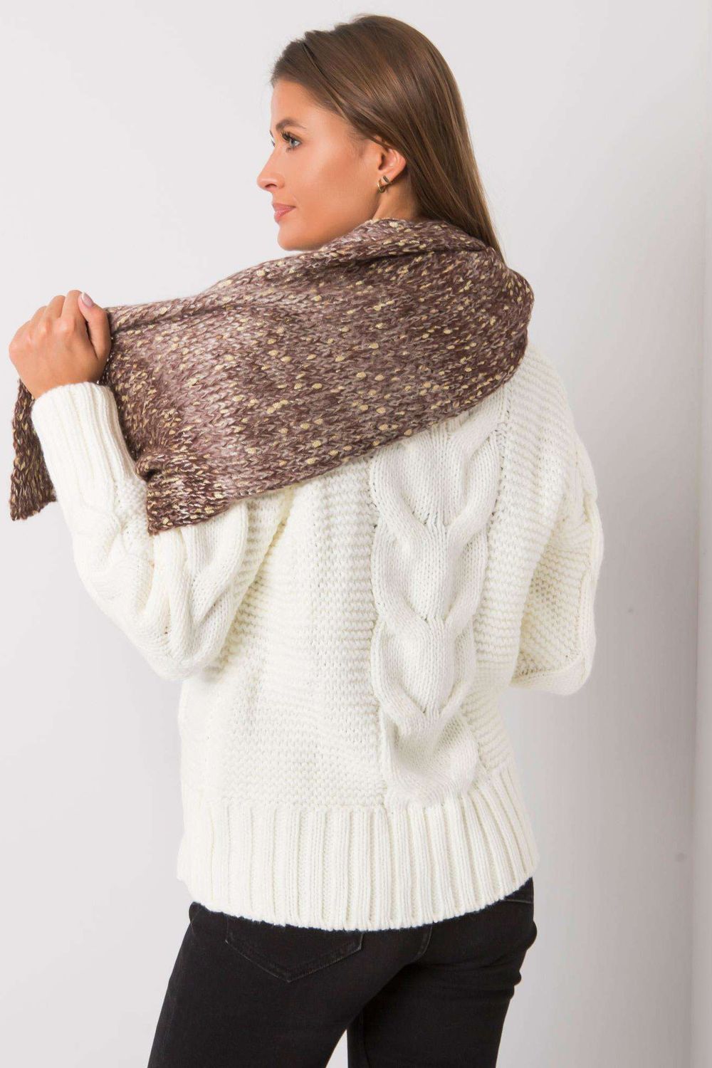 Szalik Damski Model AT-SZ-RH-1407.23X Brown - AT - obrazek 3