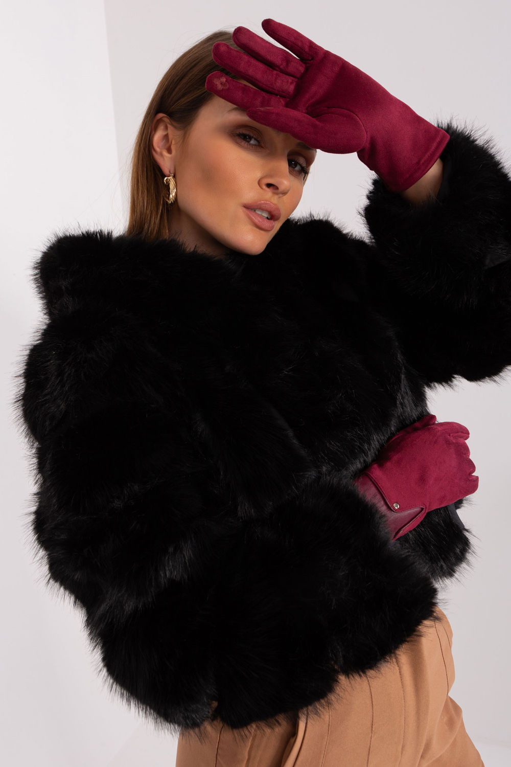 Rękawiczki Model AT-RK-239507.94P Bordo - AT - obrazek 3