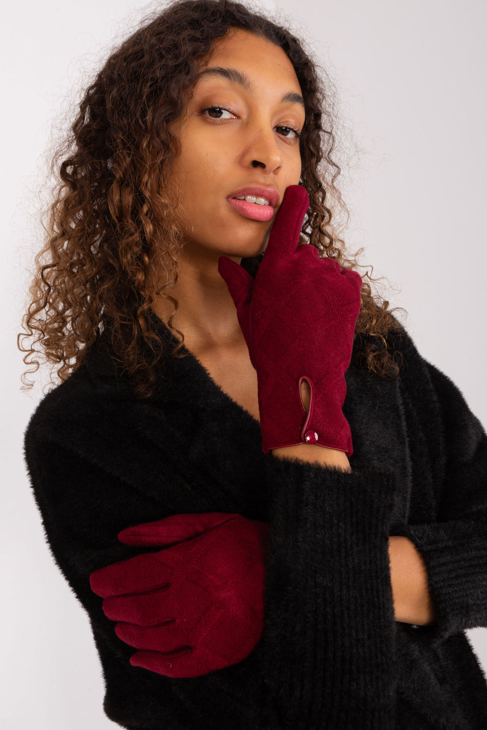 Rękawiczki Model AT-RK-239502.87 Bordo - AT - obrazek 3