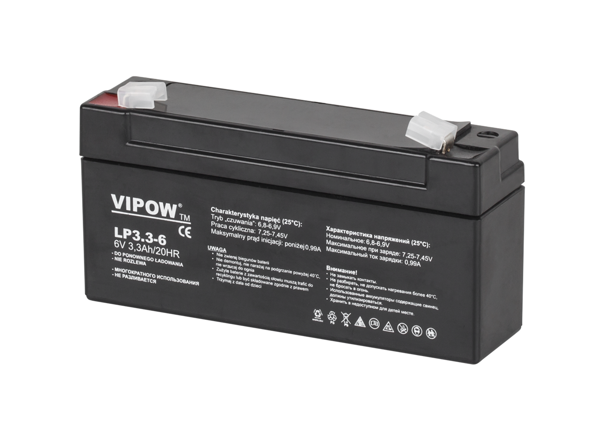 Akumulator żelowy VIPOW 6V 3.3Ah