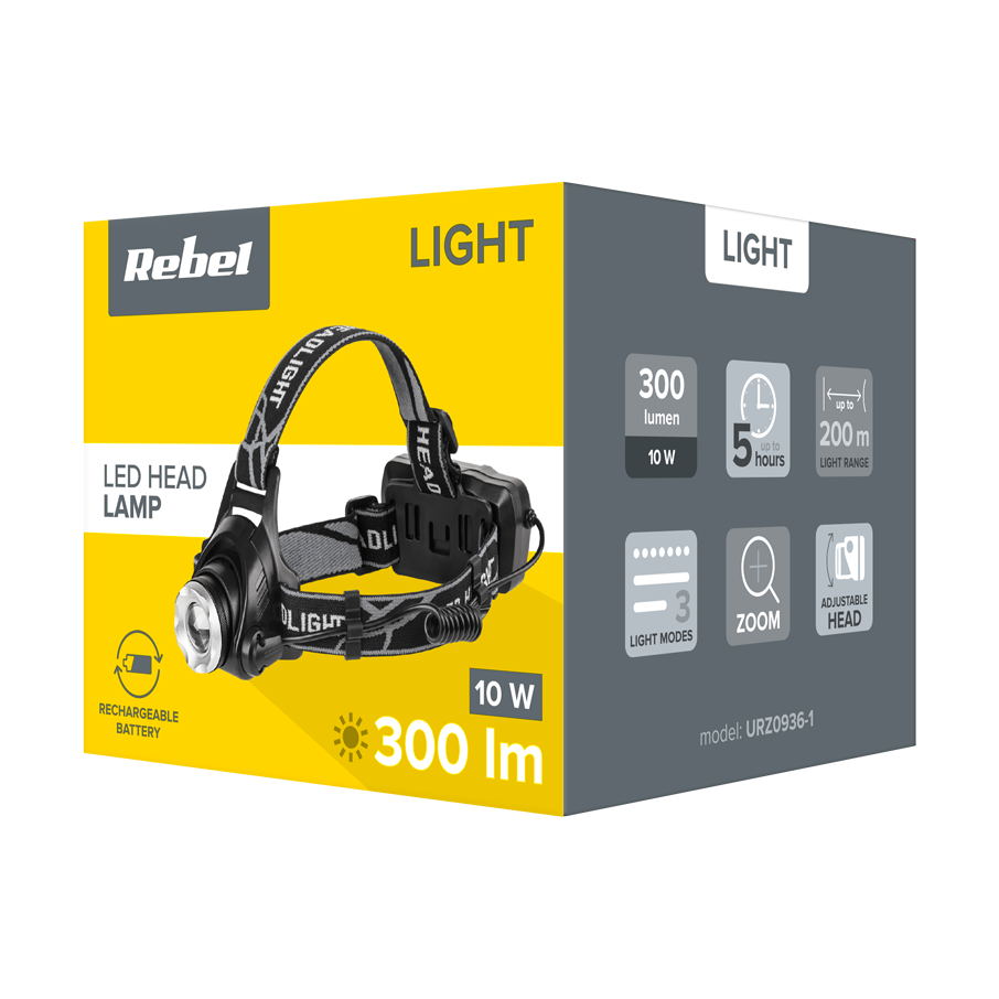 Akumulatorowa latarka czołowa Rebel - 10W - obrazek 5