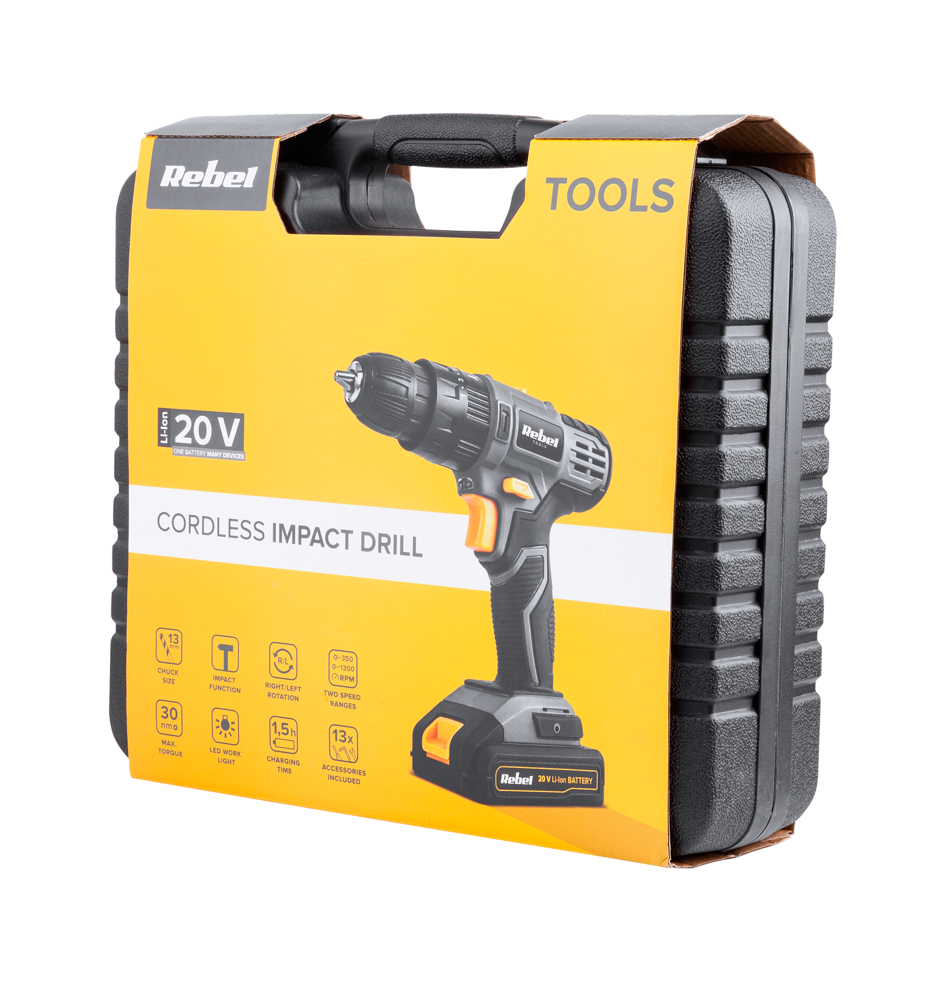 Akumulatorowa wiertarko-wkrętarka udarowa 20V 2A box - obrazek 9