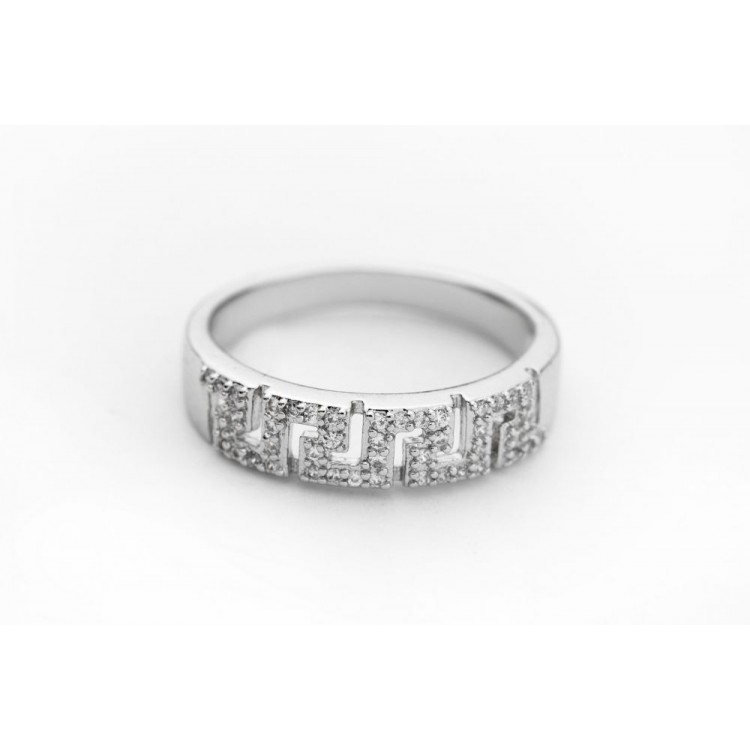 PIERŚCIONEK ZE STALI CHIRURGICZNEJ PLATEROWANEJ BIAŁYM ZŁOTEM Z KRYSZTAŁKIEM PST432, Rozmiar pierścionków: US7 EU14