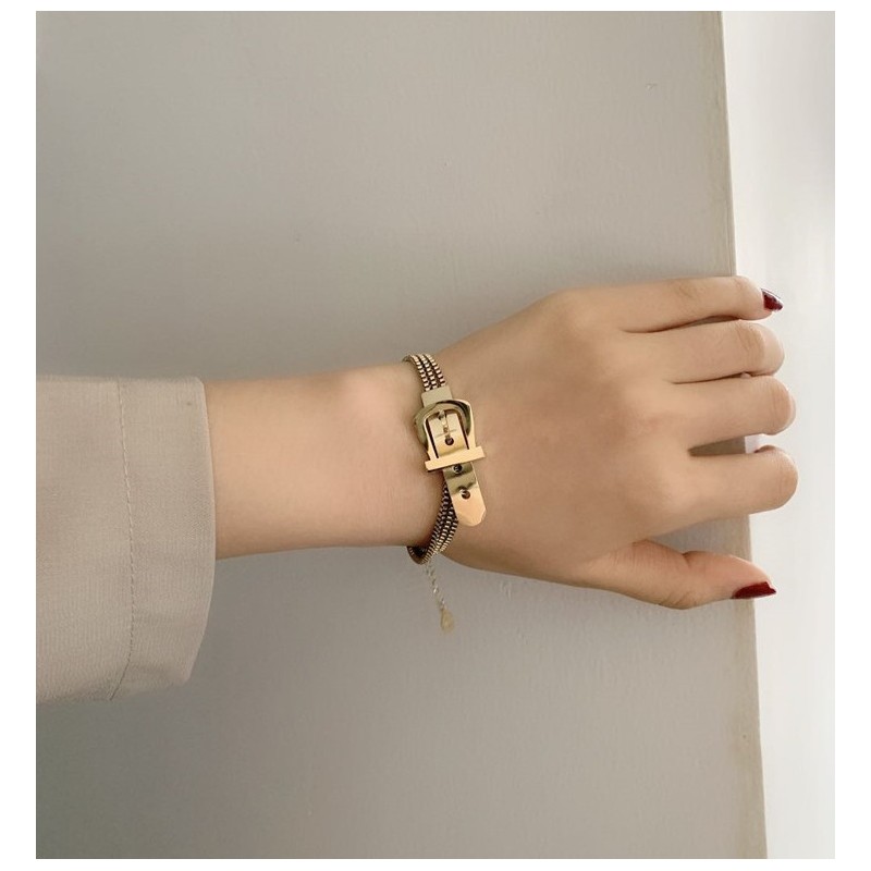 Bransoletka stal chirurgiczna platerowana złotem pasek BST1027