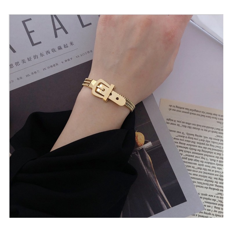 Bransoletka stal chirurgiczna platerowana złotem pasek BST1027 - obrazek 3