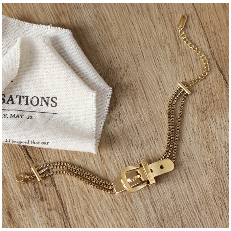 Bransoletka stal chirurgiczna platerowana złotem pasek BST1027 - obrazek 4