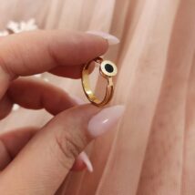 Pierścionek stal chirurgiczna platerowana złotem PST595, Rozmiar pierścionków: US7 EU14