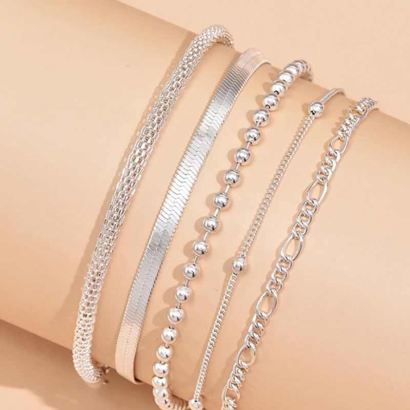 Zestaw bransoletek na stopę 5 sztuk B531 - obrazek 2