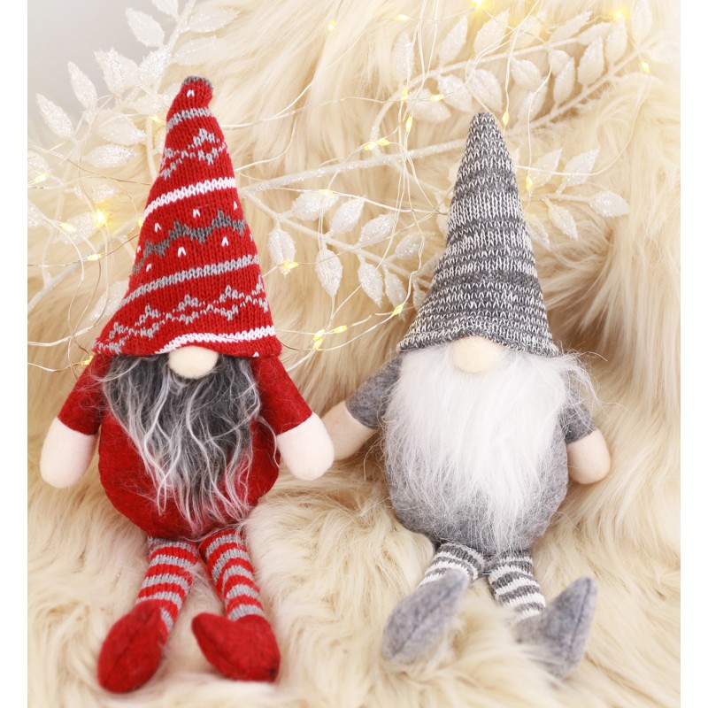 Mikołaj skrzat krasnal świąteczny z pluszu Boże Narodzenie 18 cm KSN12B - obrazek 6