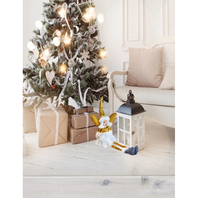 ANIOŁ ŚWIĄTECZNY BOŻE NARODZENIE siedzący 34 cm Z PLUSZU ASN02Z - obrazek 4