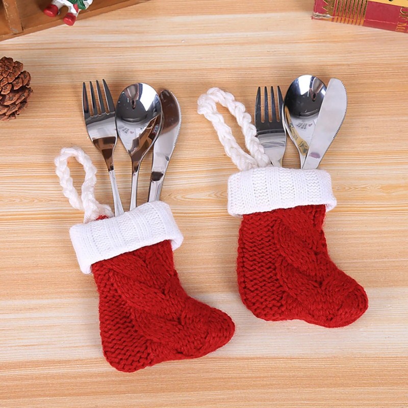 Pokrowiec, etui na sztućce Boże Narodzenie Skarpeta 1 szt KSN87 - obrazek 2