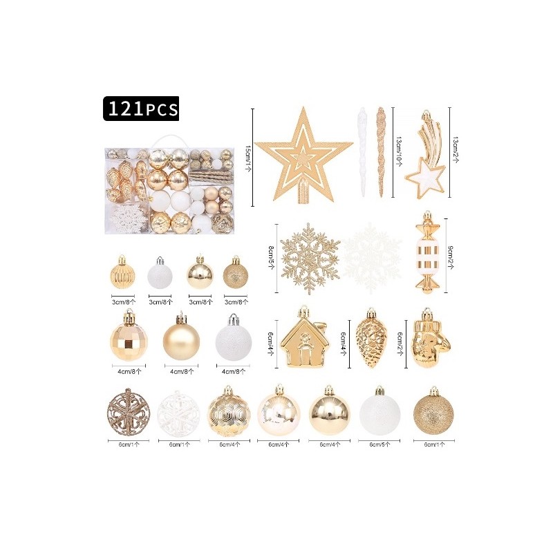 Komplet bombek 121 szt w opakowaniu, bombki na choinkę BSN17