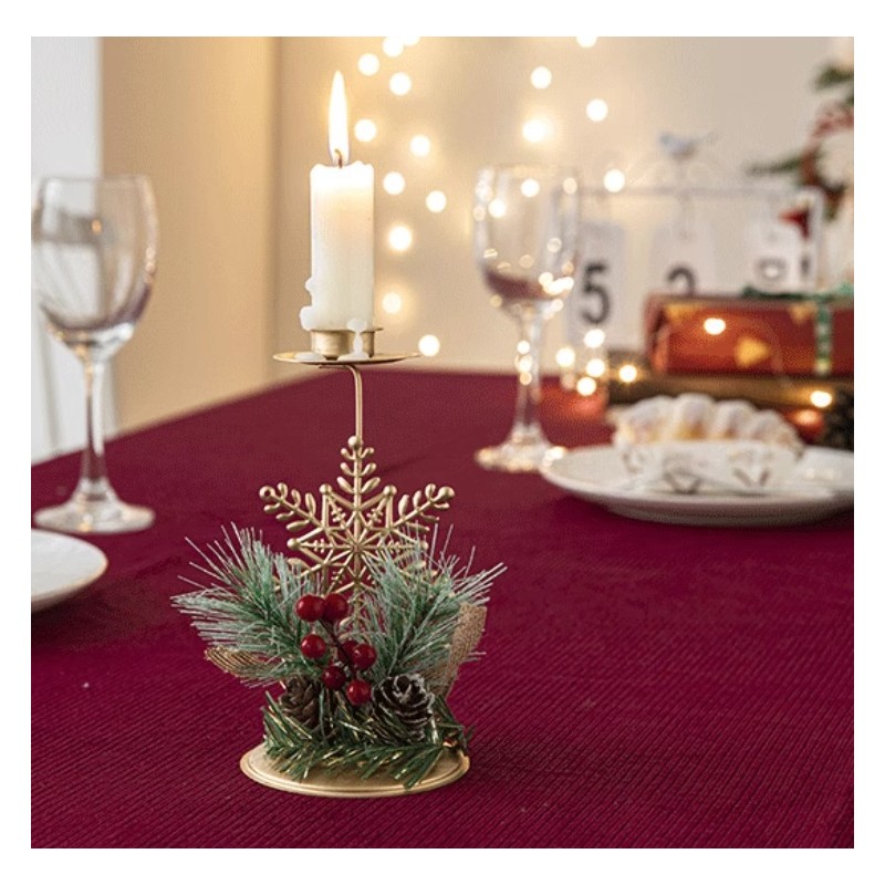 Świecznik Boże Narodzenie złoty ozdobny na stół Glamour 15 cm KSN121 - obrazek 2