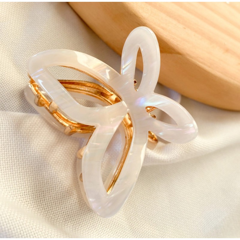 Spinka do włosów, klamra metalowa MOTYLEK masa perłowa XL SP237B - obrazek 2