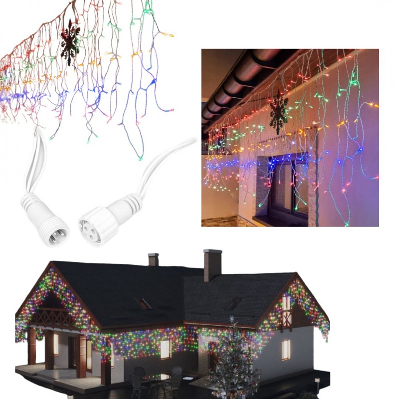 Światełka lampki Sople biały kabel 500 LED dekoracja MULTIKOLOR, Flash Biały LAMP07MULTI - obrazek 2