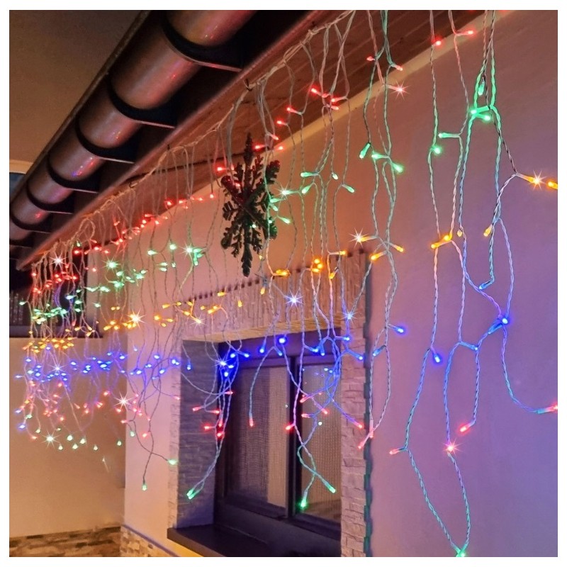 Światełka lampki Sople biały kabel 500 LED dekoracja MULTIKOLOR, Flash Biały LAMP07MULTI - obrazek 3