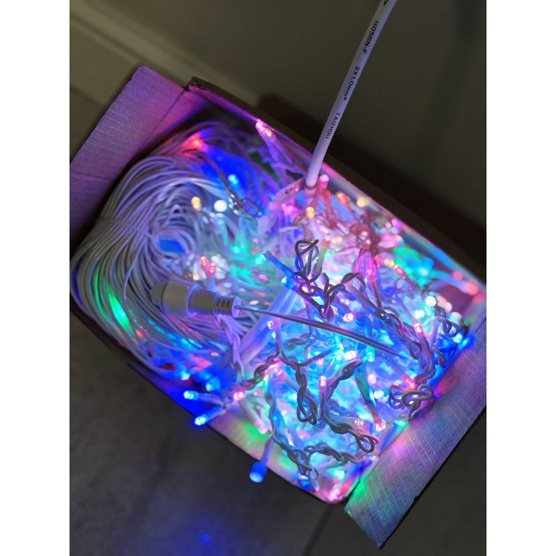 Światełka lampki Sople biały kabel 500 LED dekoracja MULTIKOLOR, Flash Biały LAMP07MULTI - obrazek 4