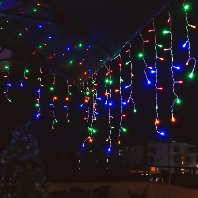 Światełka lampki Sople biały kabel 500 LED dekoracja MULTIKOLOR, Flash Biały LAMP07MULTI - obrazek 6