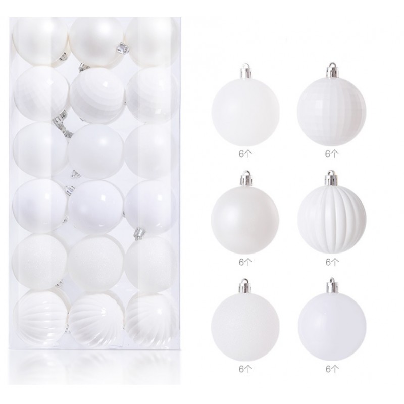 Komplet bombek nietłukące bombki 36 sztuk w opakowaniu białe 6cm BSN37