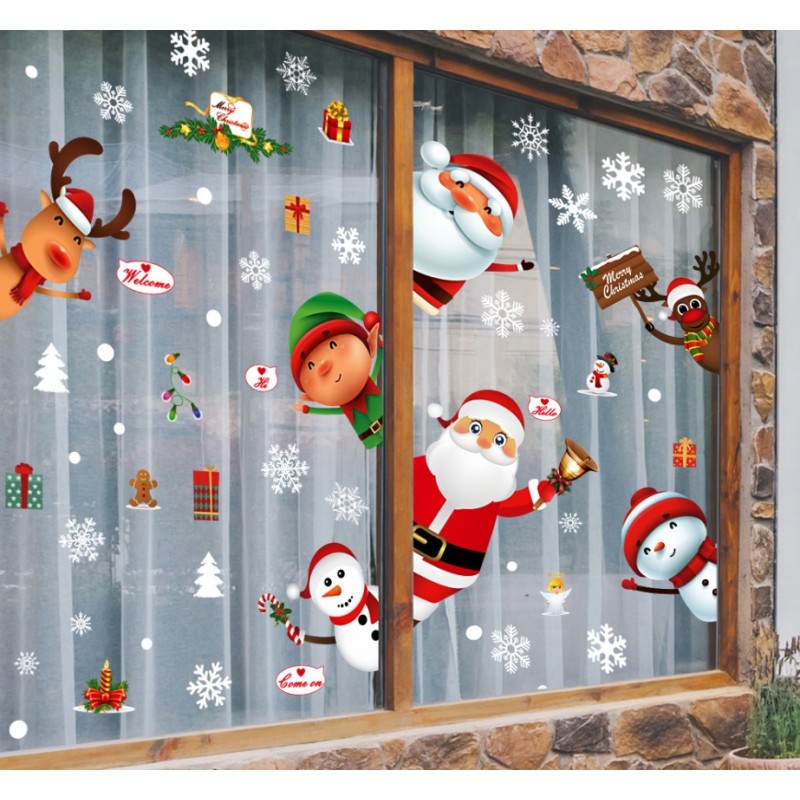 Świąteczne naklejki kolorowe na okno 6 arkuszy 25cm x 35cm NKD11 - obrazek 2