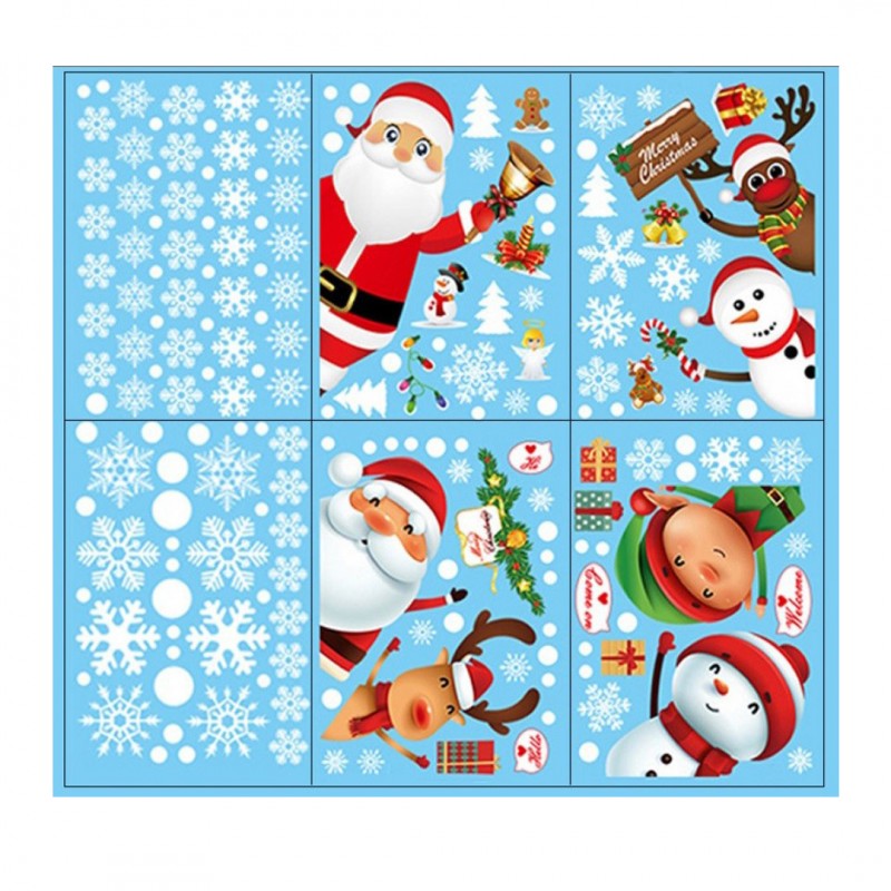 Świąteczne naklejki kolorowe na okno 6 arkuszy 25cm x 35cm NKD11 - obrazek 3