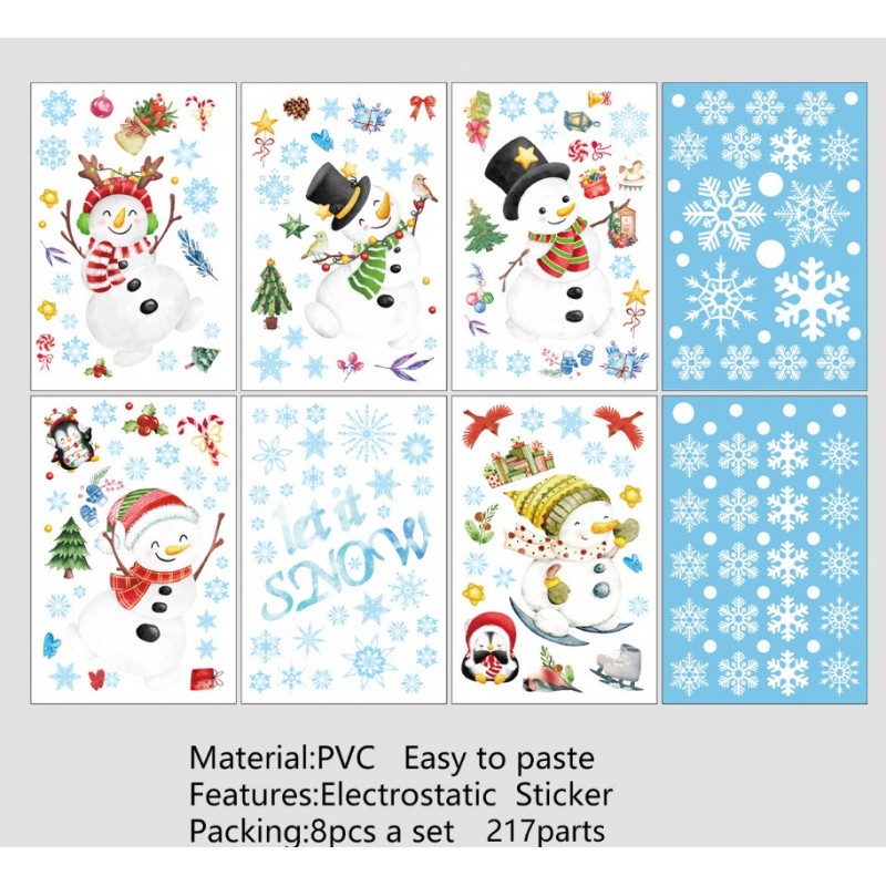 Świąteczne naklejki kolorowe na okno 8 Arkuszy 20cm x 30cm NKD13 - obrazek 3