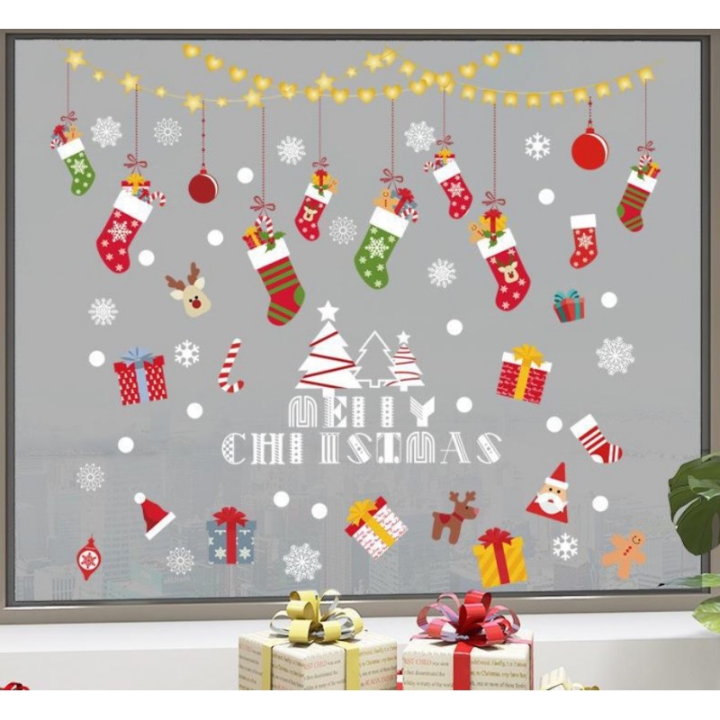 Świąteczne naklejki kolorowe na okno 2 Arkusze 30 x 90 cm NKD21 - obrazek 2