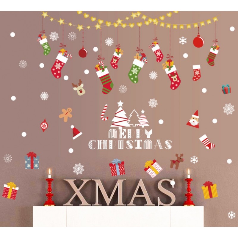 Świąteczne naklejki kolorowe na okno 2 Arkusze 30 x 90 cm NKD21 - obrazek 3