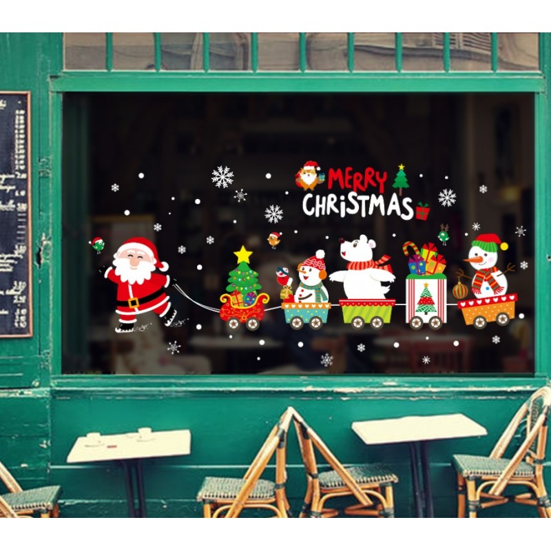 Świąteczne naklejki kolorowe na okno 2 Arkusze 30 x 45 cm NKD25 - obrazek 2