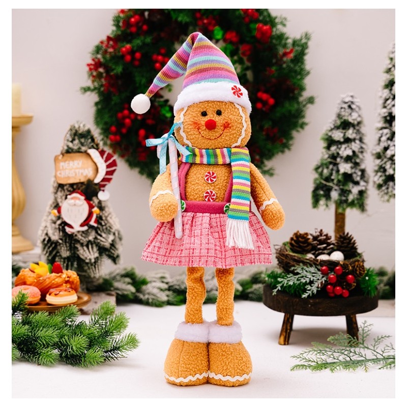 Figurka Pani Pierniczek teleskopowe nogi BOŻE NARODZENIE 52cm Z PLUSZU KSN168 - obrazek 2