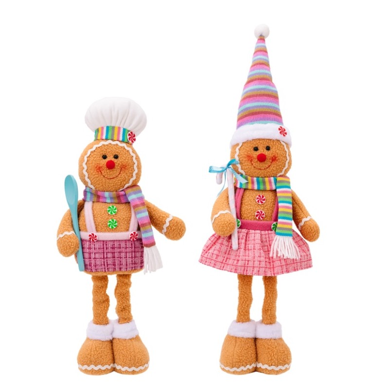 Figurka Pani Pierniczek teleskopowe nogi BOŻE NARODZENIE 52cm Z PLUSZU KSN168 - obrazek 3