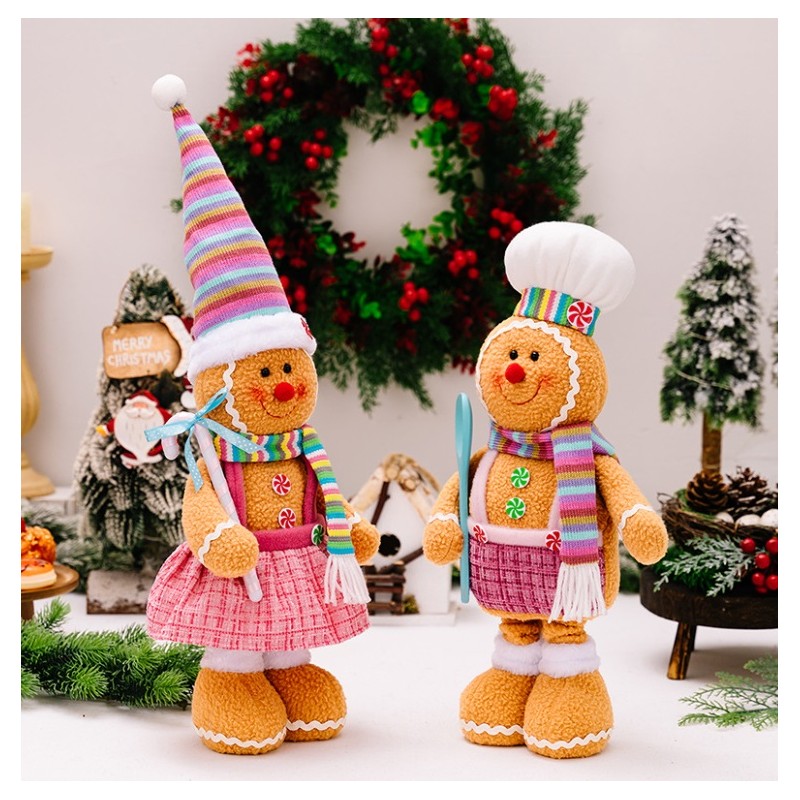 Figurka Pani Pierniczek teleskopowe nogi BOŻE NARODZENIE 52cm Z PLUSZU KSN168 - obrazek 4