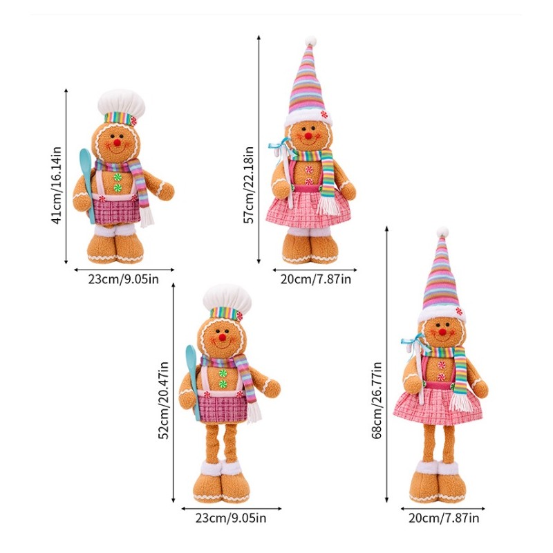 Figurka Pani Pierniczek teleskopowe nogi BOŻE NARODZENIE 52cm Z PLUSZU KSN168 - obrazek 5