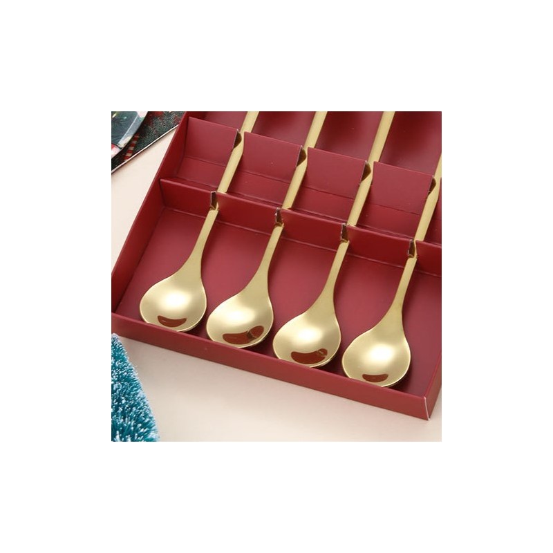 Zestaw łyżeczek ze świątecznymi figurkami, 4szt w pudełku, złote 16,8 x 2,8cm LYZ3 - obrazek 2