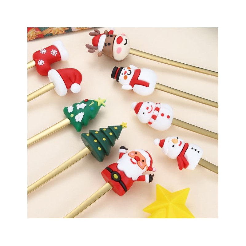 Zestaw łyżeczek ze świątecznymi figurkami, 4szt w pudełku, złote 16,8 x 2,8cm LYZ3 - obrazek 3