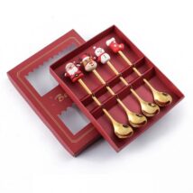 Zestaw łyżeczek ze świątecznymi figurkami, 4szt w pudełku, złote 16,8 x 2,8cm LYZ4