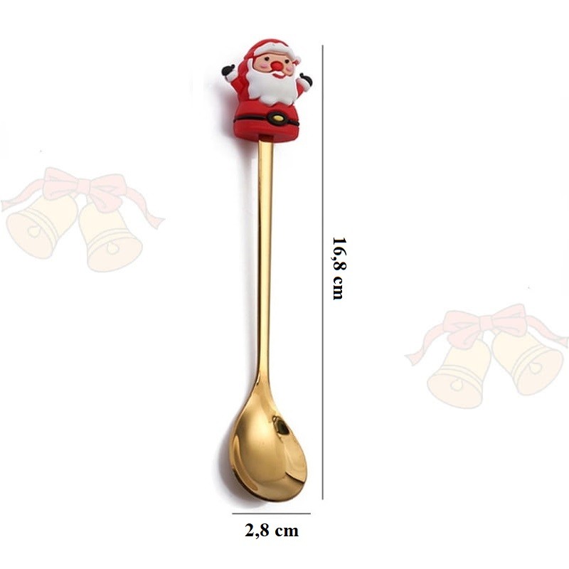 Zestaw łyżeczek i widelczyków ze świątecznymi figurkami, 6szt w pudełku, złote 16,8 x 2,9cm LYZ5 - obrazek 2