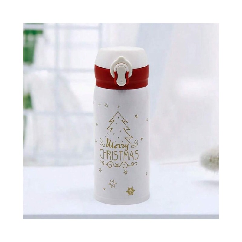 KUBEK TERMICZNY, BIDON 500ML TERMOS ŚWIĄTECZNY ZIMOWY biały BD39B - obrazek 4