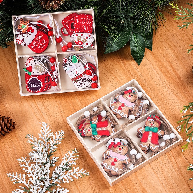 Zawieszki choinkowe PIERNICZKI drewniane 12 szt w opakowaniu BSN48 - obrazek 2