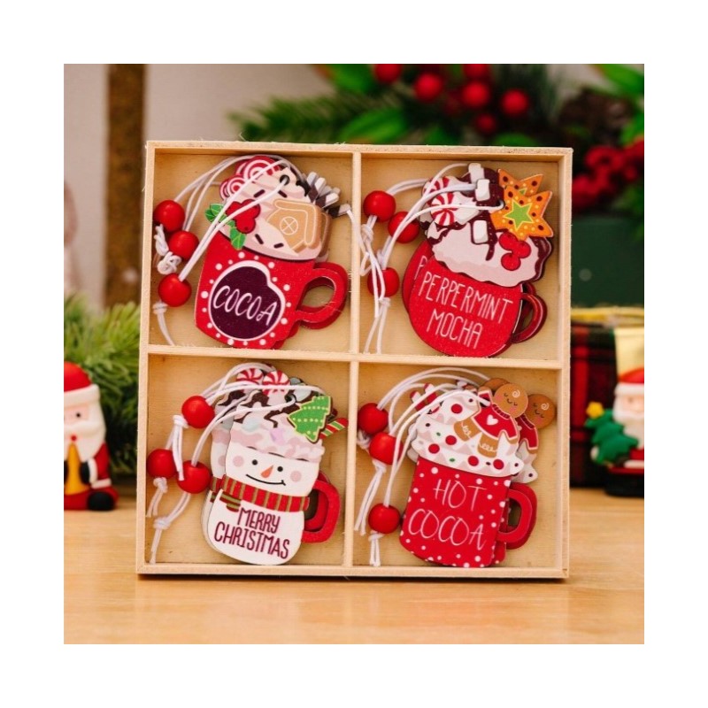Zawieszki choinkowe PIERNICZKI drewniane 12 szt w opakowaniu BSN48 - obrazek 5
